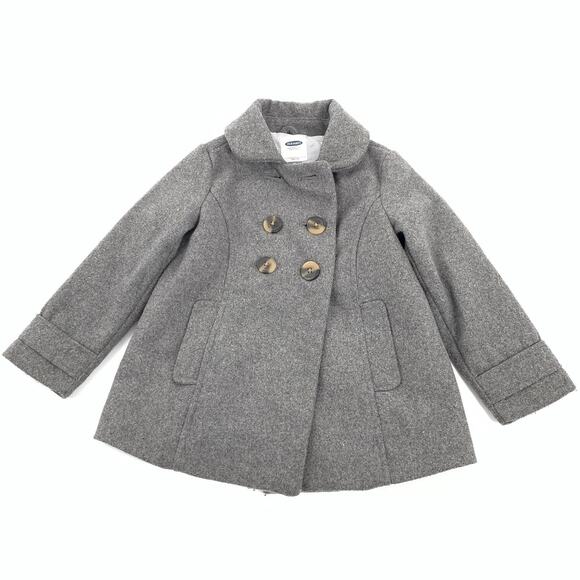 Old Navy Pleated Wool Blend Peacoat Dress Coat Size 4T Toddlers Little Girl Gray - Picture 1 of 7